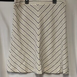 For Cynthia Chevron Striped Cream and Gray A-Line Skirt